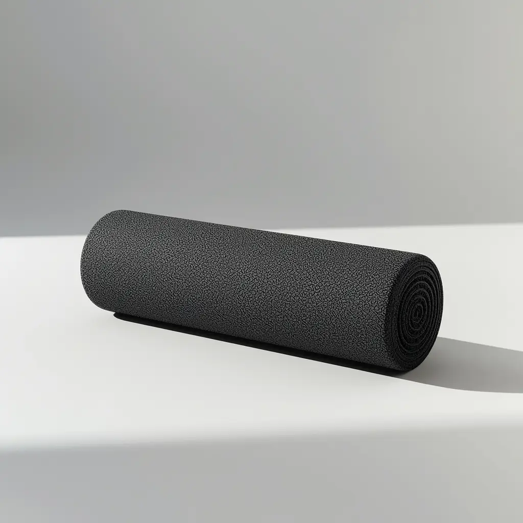 Rolo de espuma foam roller preto sobre superfície clara — foam roller para recuperação do joelho