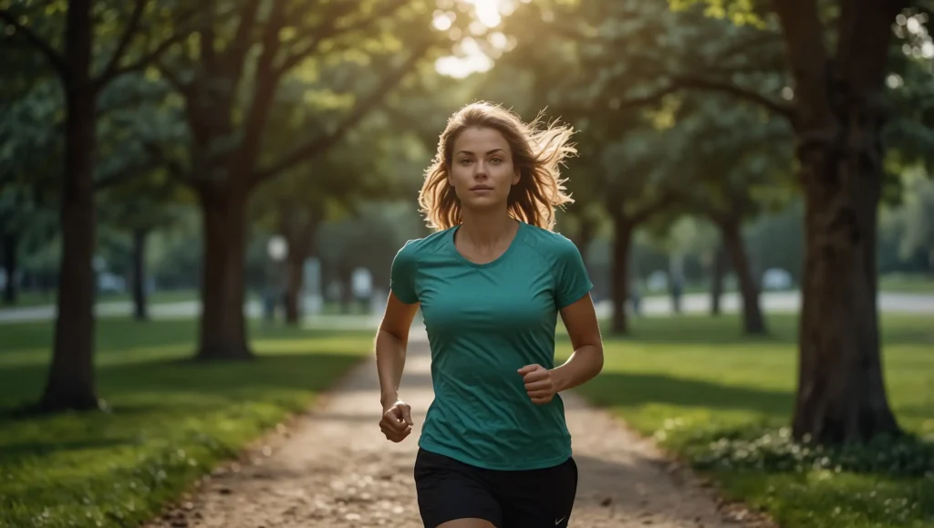 Pessoa a correr ao ar livre — exercício aeróbico melhora a flora intestinal e aumenta produção de butirato