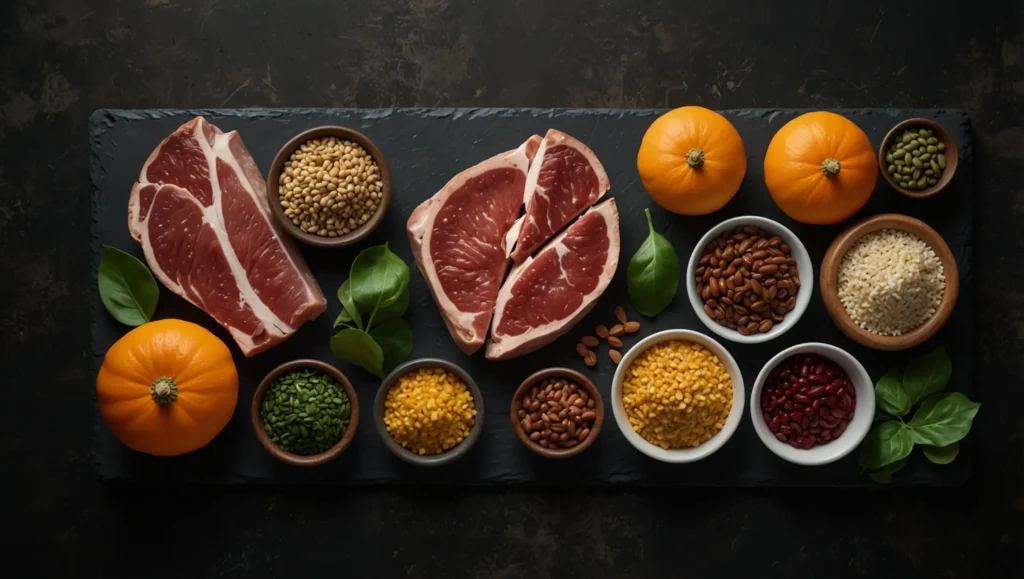 Alimentos de origem animal e vegetal com ferro heme e não heme — diferença absorção ferro heme e não heme