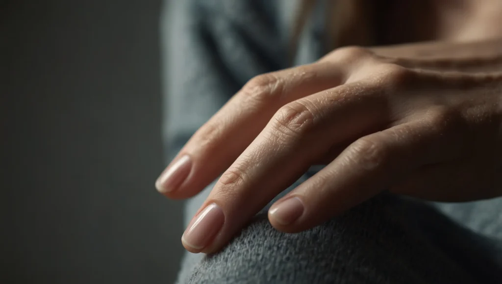 Pessoa com cabelo seco e unhas fracas — hipotiroidismo causa unhas fracas e com estrias