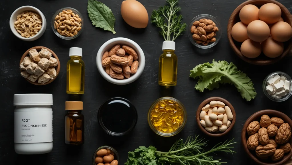 Variedade de suplementos e alimentos para memória e concentração — vitaminas para memória e concentração 8 nutrientes