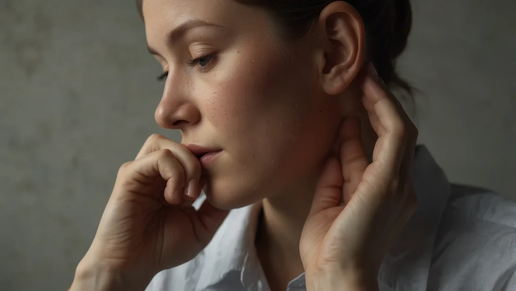 Pessoa segurando o ouvido com expressão de desconforto — zumbido no ouvido tinnitus causas